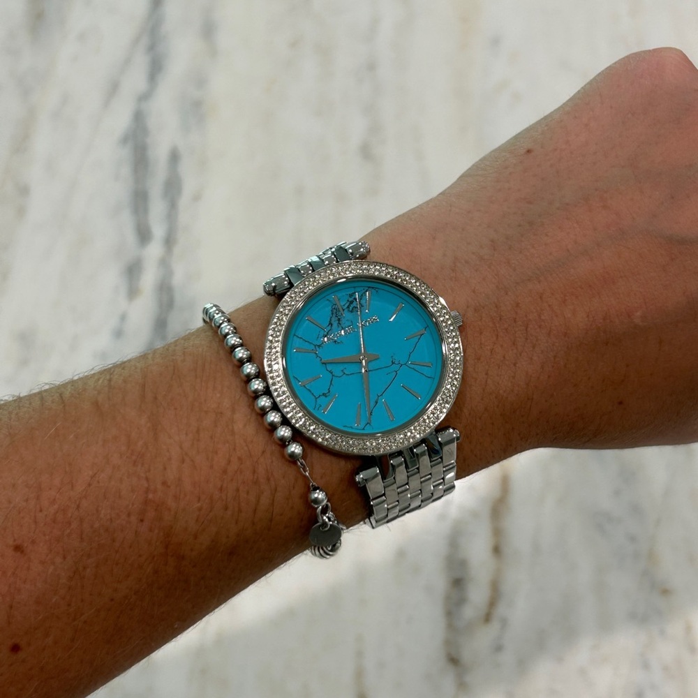 Michael Kors Silver and Blue Women's Watch